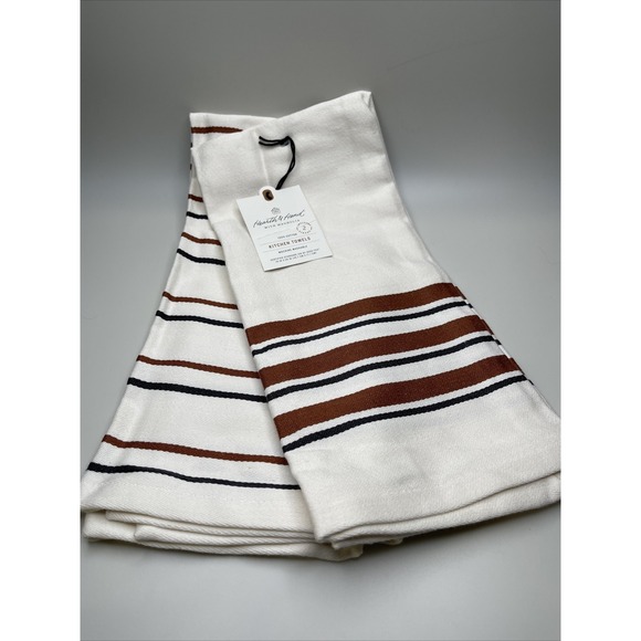 Magnolia Other - Magnolia Hearth Hand Dishtowel Kitchen Towel Cream Bronze Stripe Set‎ of 2